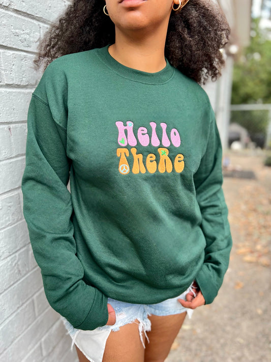Hello There Embroidered Crew Neck (Unisex)